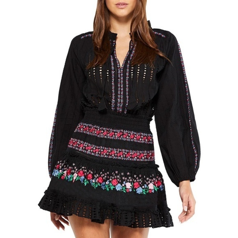 🆕 Misa Los Angeles Embroidered Floral Cotton Dress